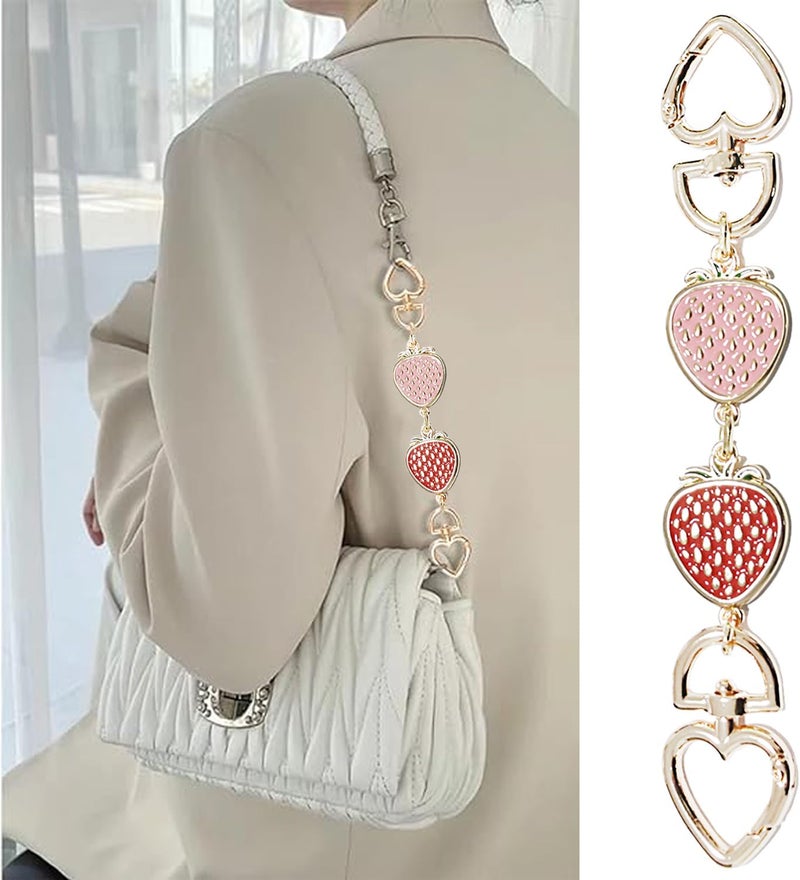 Chewarelly 4Pcs Bag chain Extender Purse Strap Extenders Handbags Extender Chain Replacement for Purse Bag Making Supplies Valentine Gifts Mother’s Day Gift(Moon, Strawberry, Flower, Pearl) - Image 5